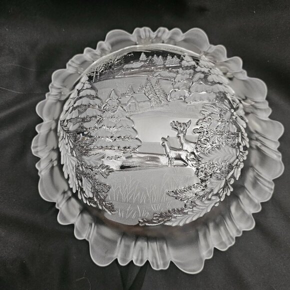 Mikasa Winter Dreams Vintage Serving Bowl Frosted Satin Edge West Germany - Picture 3 of 3